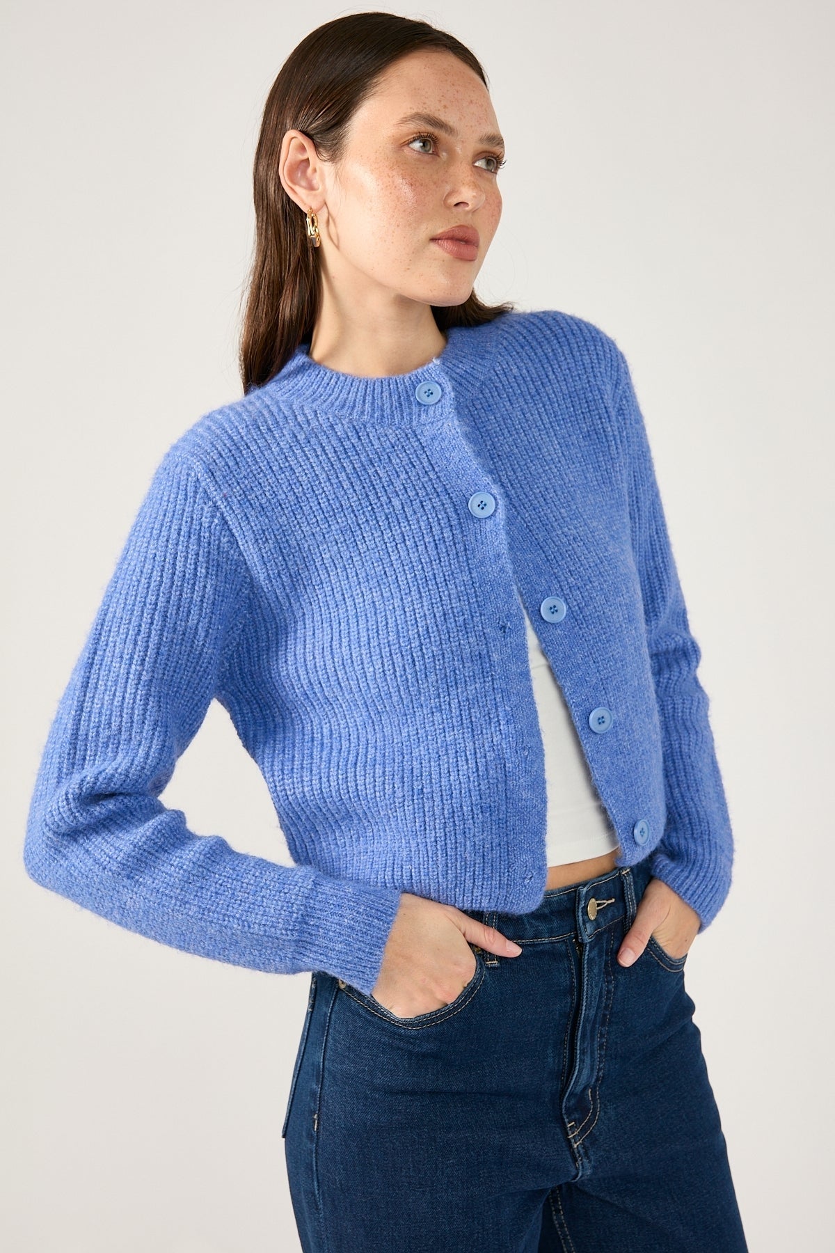 Perfect Stranger Prue Fluffy Cardigan Blue