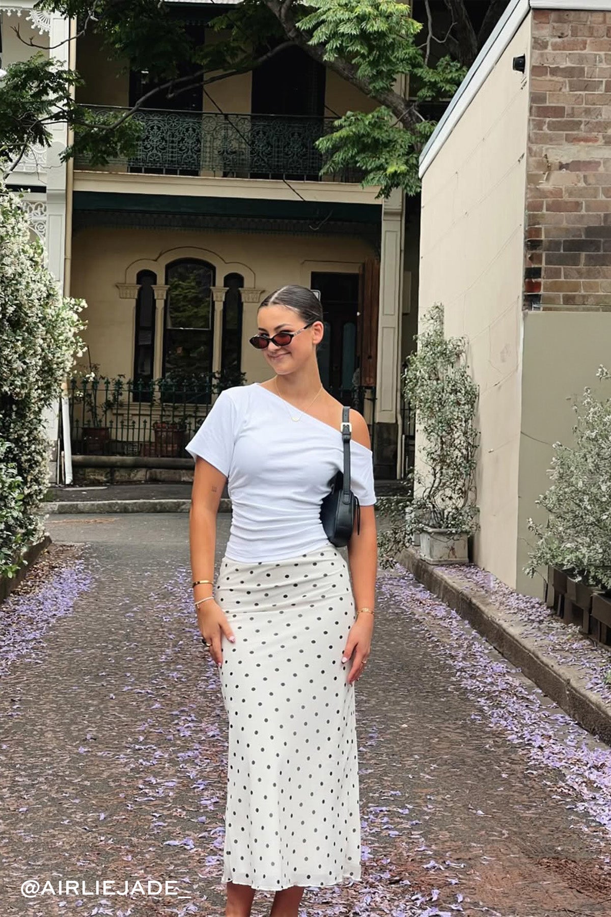 Perfect Stranger Polka Wish Maxi Skirt Cream Print