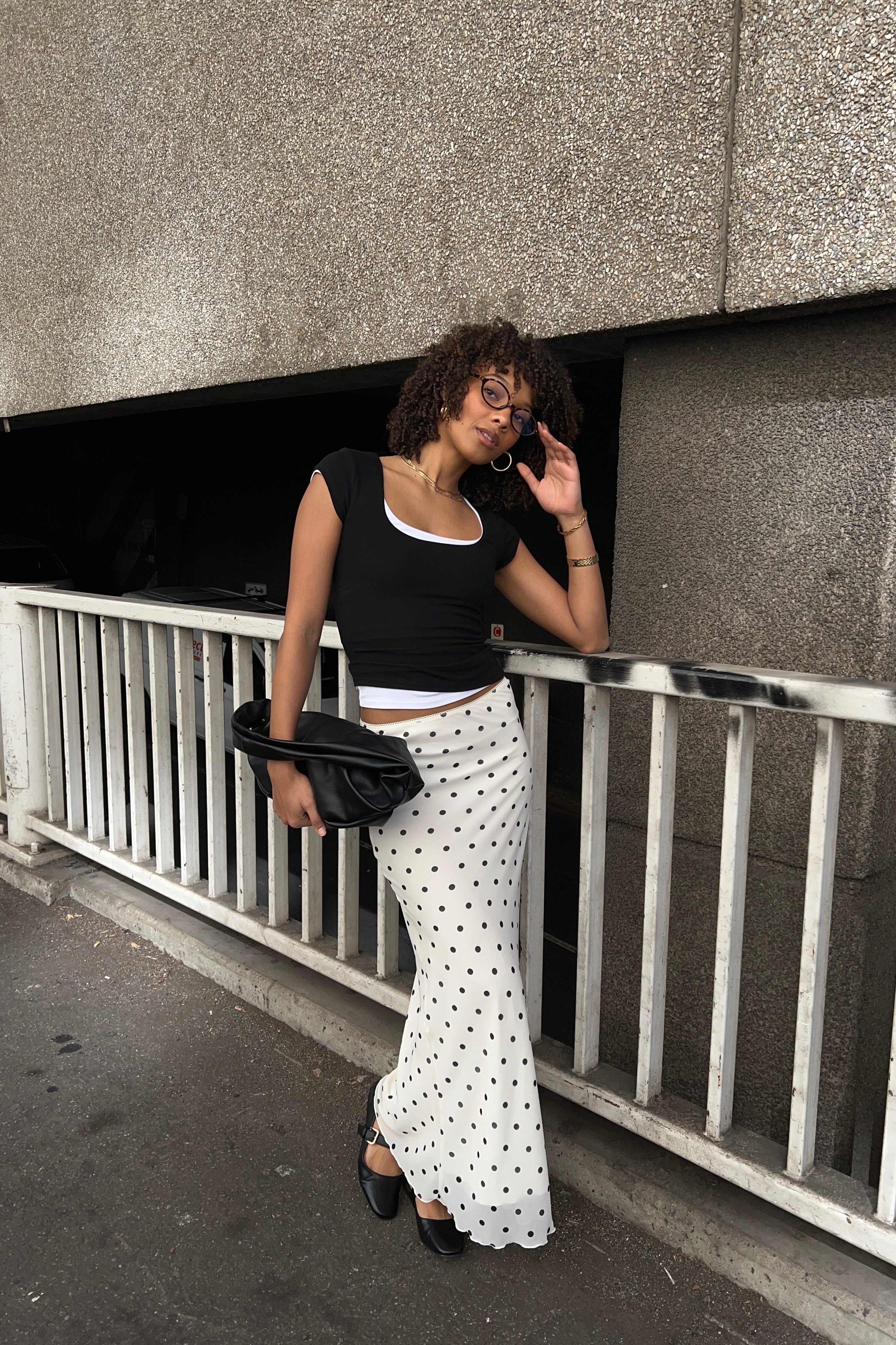 Perfect Stranger Polka Wish Maxi Skirt Cream Print