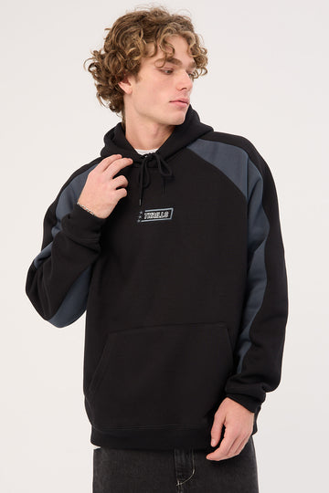 Thrills Ribbon Cutter Raglan Pull On Hood Black