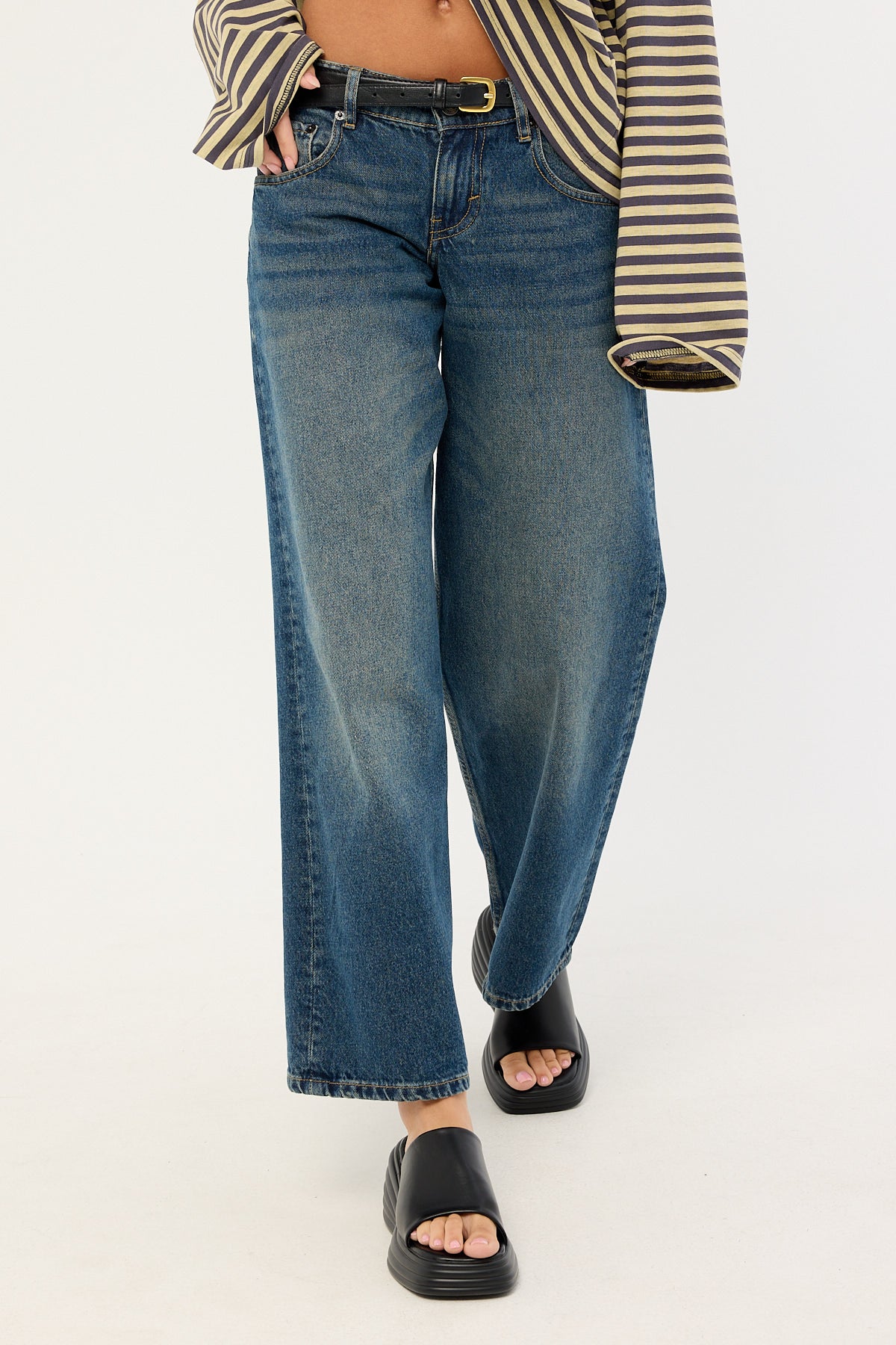 Motel Low Rise Parallel Jean Steel Blue