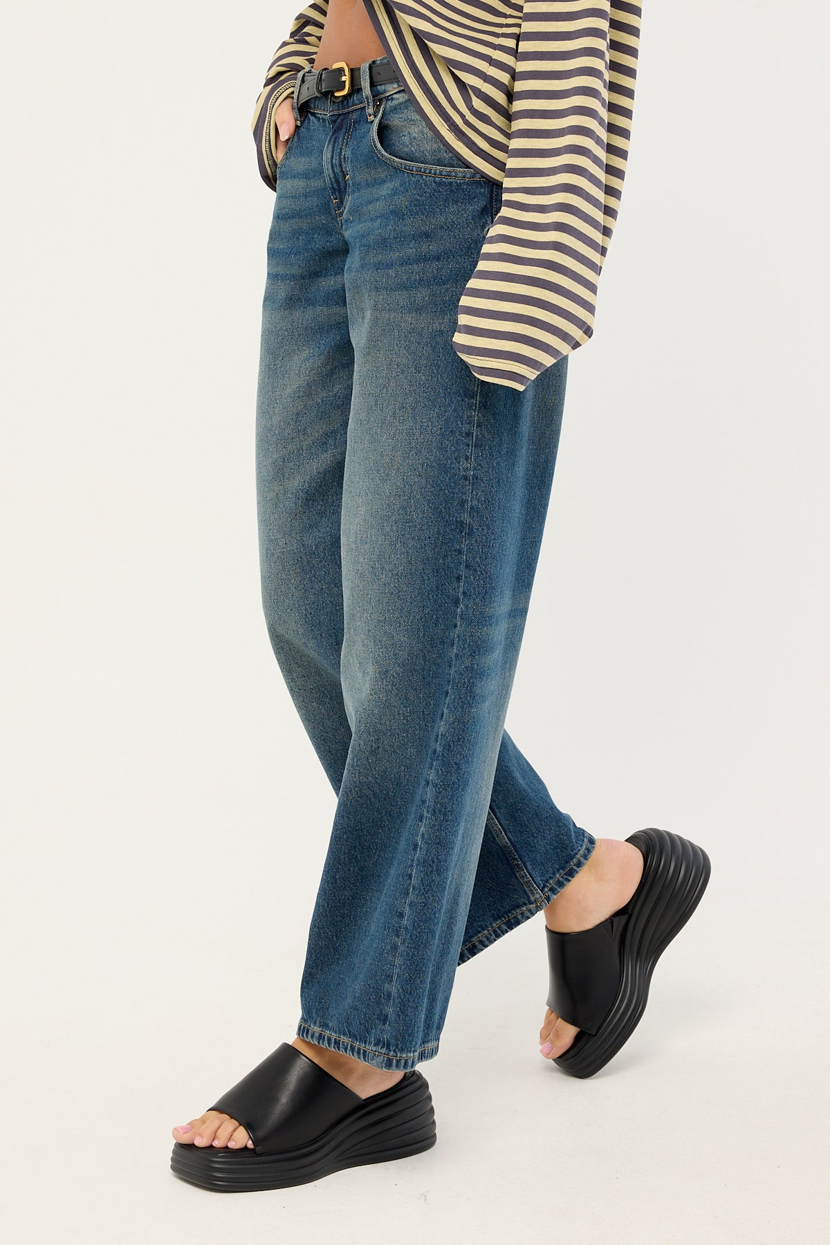 Motel Low Rise Parallel Jean Steel Blue