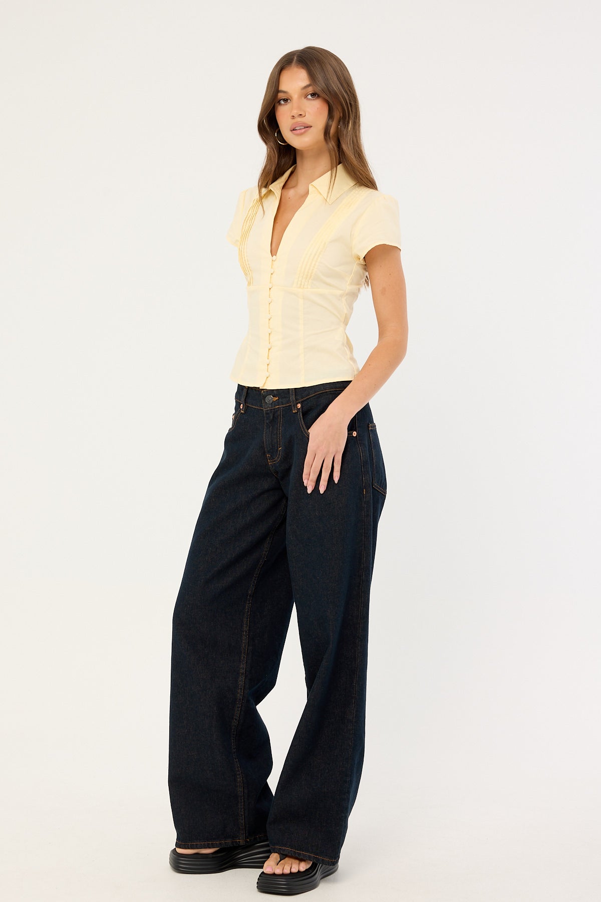 Motel Roomy Extra Wide Low Rise Jean Indigo