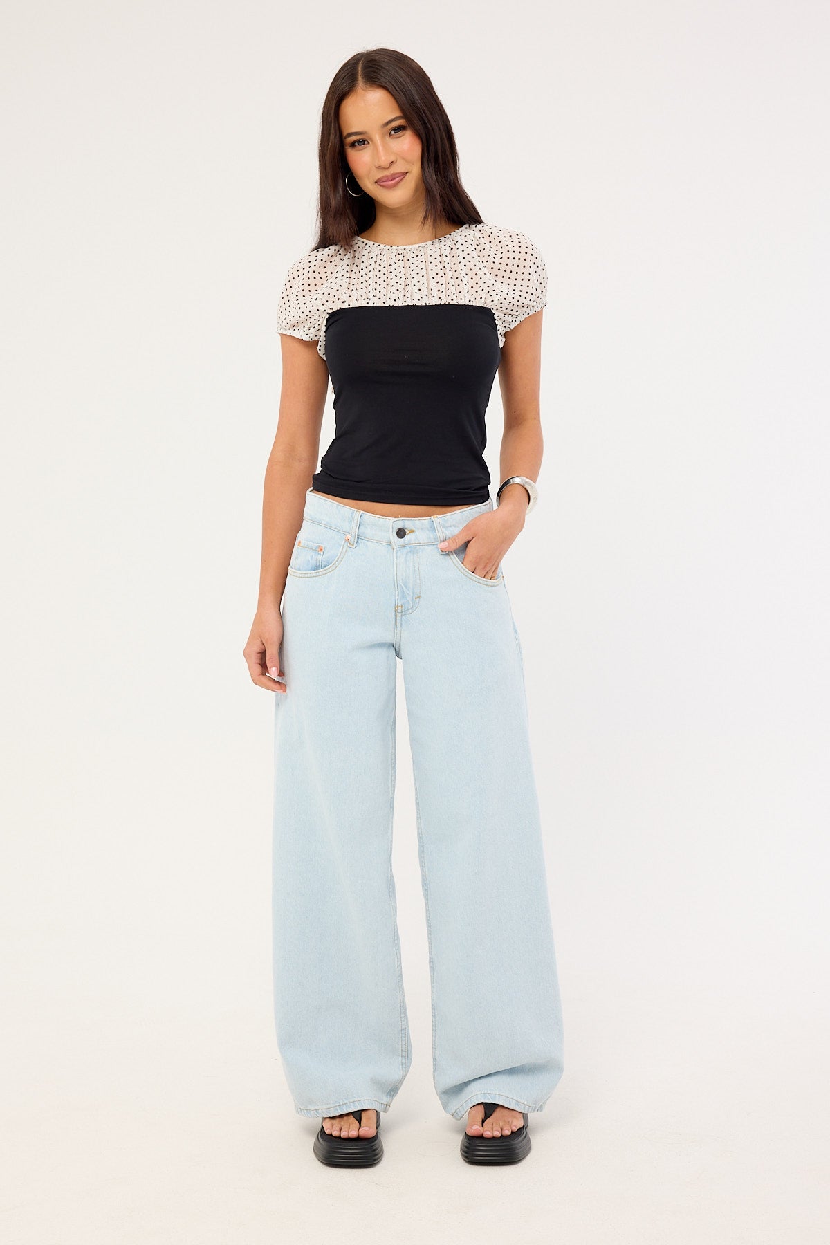 Motel Low Rise Roomy Jean Petite Light Wash Blue