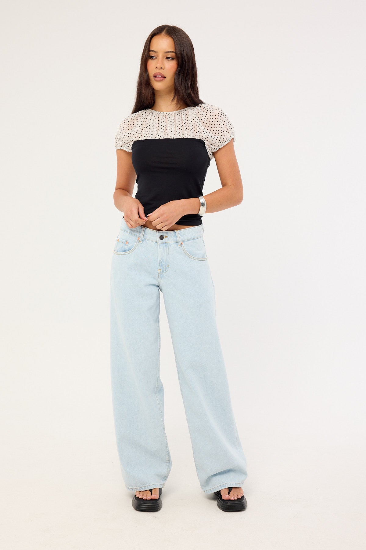 Motel Low Rise Roomy Jean Petite Light Wash Blue