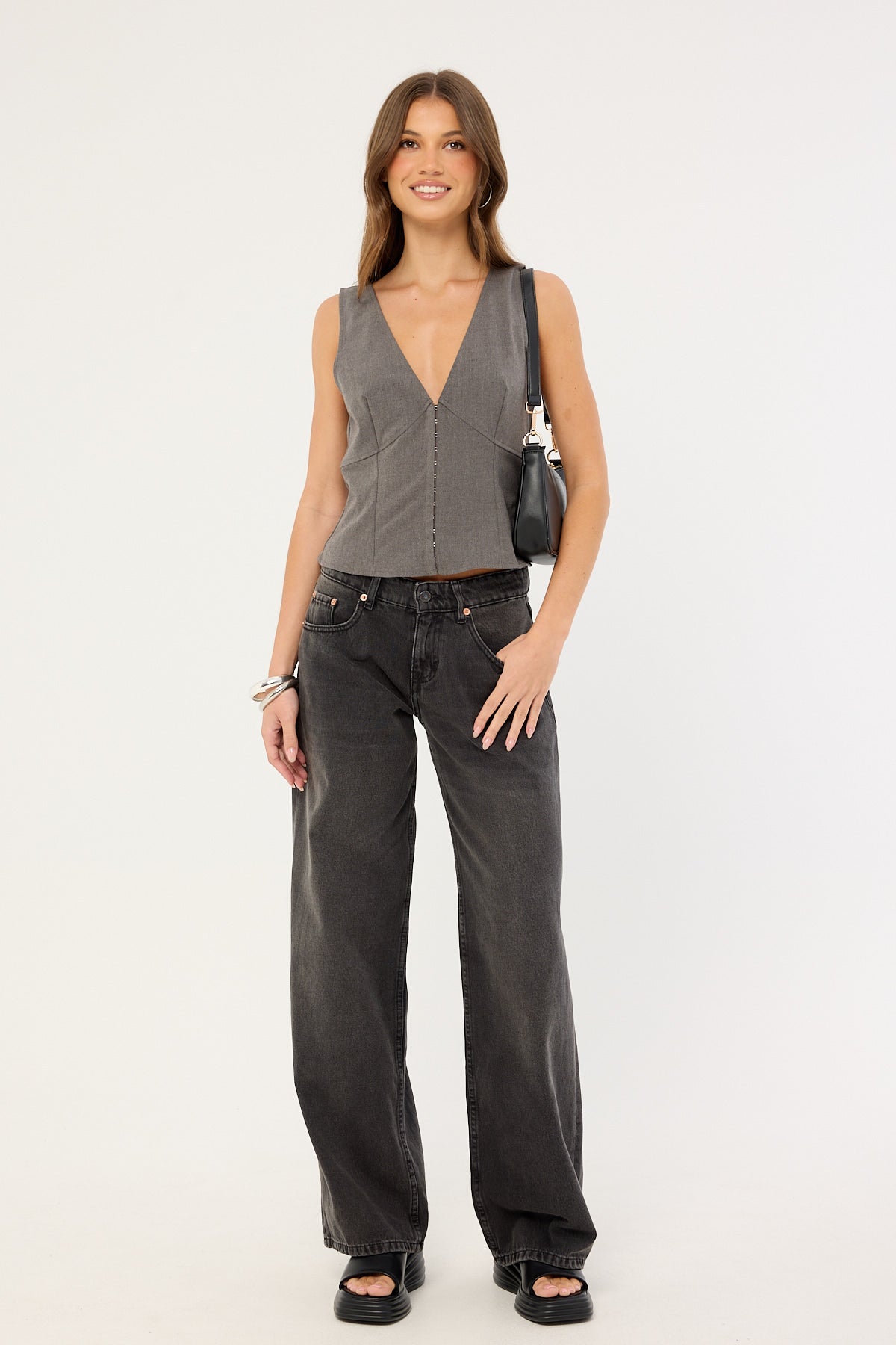 Motel Low Rise Roomy Jean Washed Black