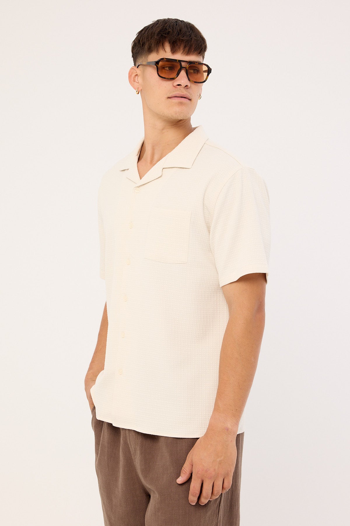 Common Need Mykonos Waffle Resort Shirt Cream