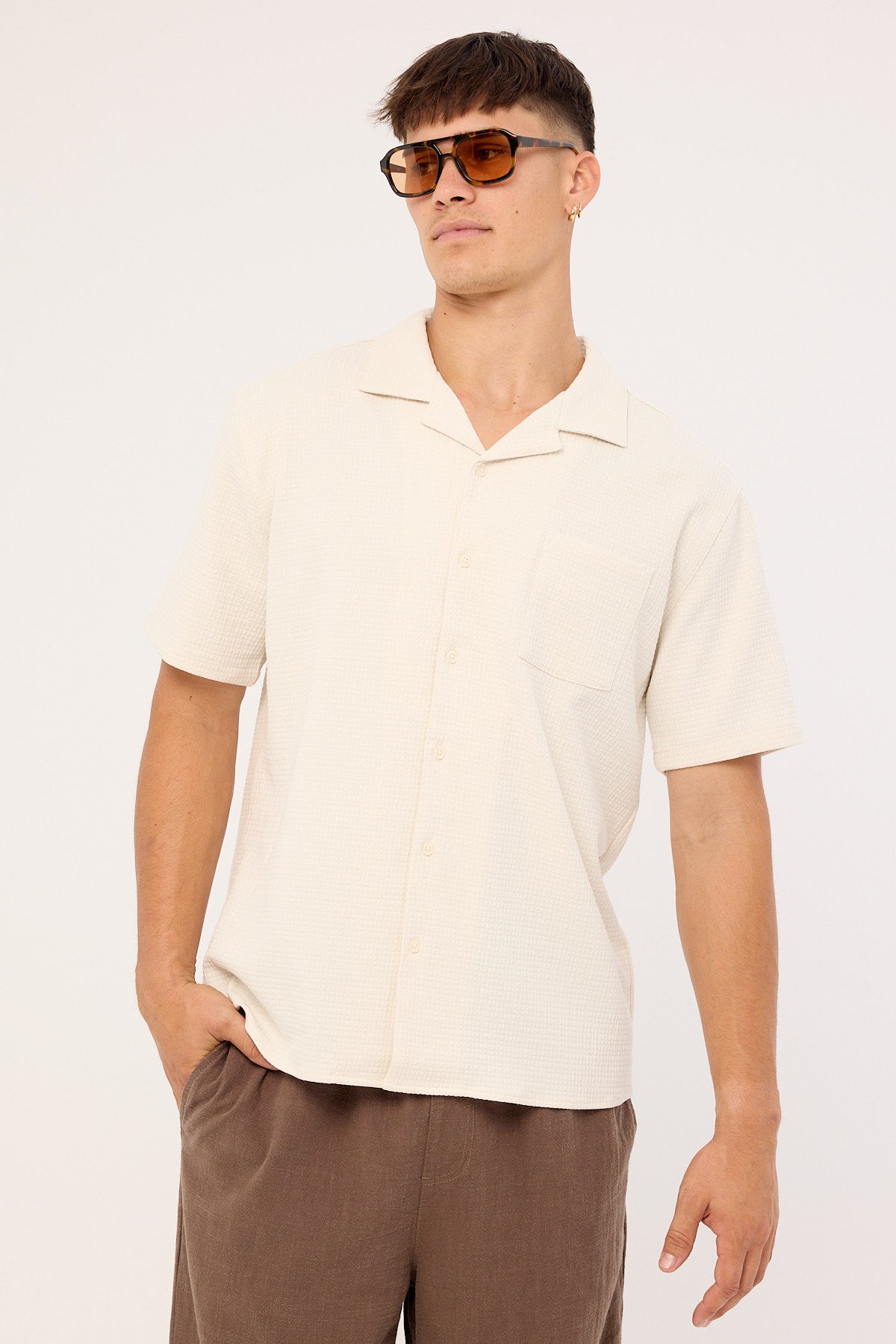 Common Need Mykonos Waffle Resort Shirt Cream