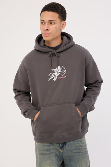 Worship Cherub Pull Over Hood Worn Black
