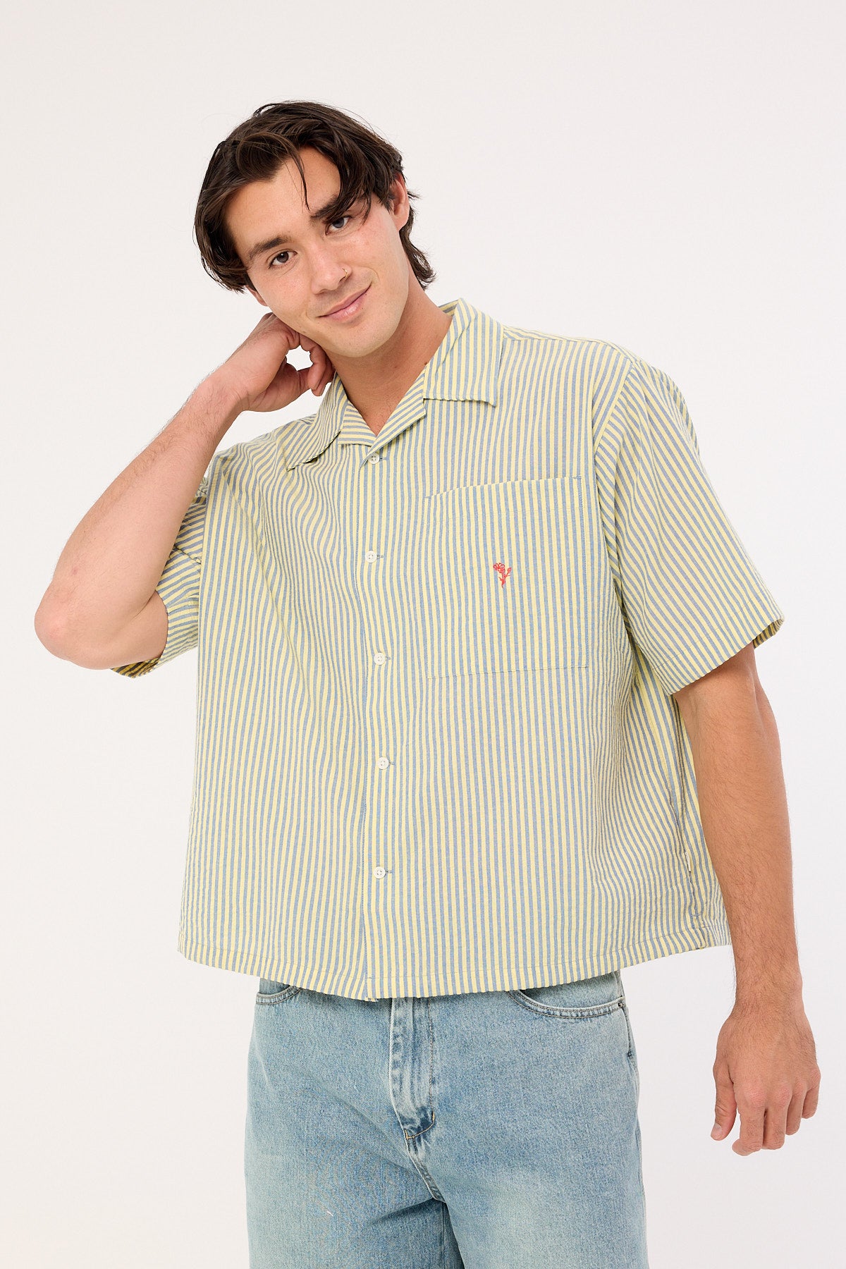 Barney Cools Boathouse Shirt Green Stripe