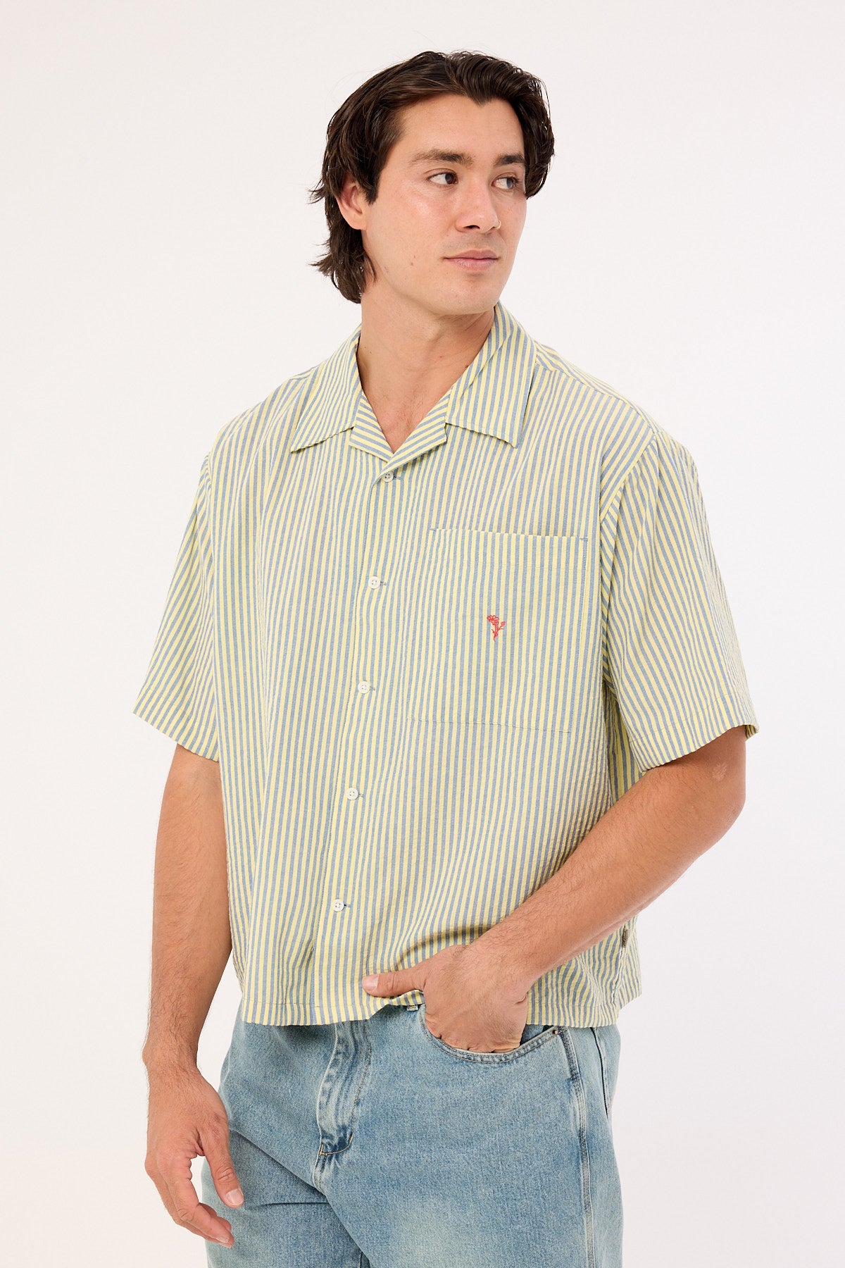 Barney Cools Boathouse Shirt Green Stripe
