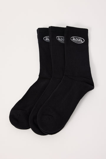 Von Dutch Oval Logo Sock 3 Pack Black