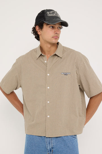 Neovision Break Oversize Cropped Shirt Cream Check
