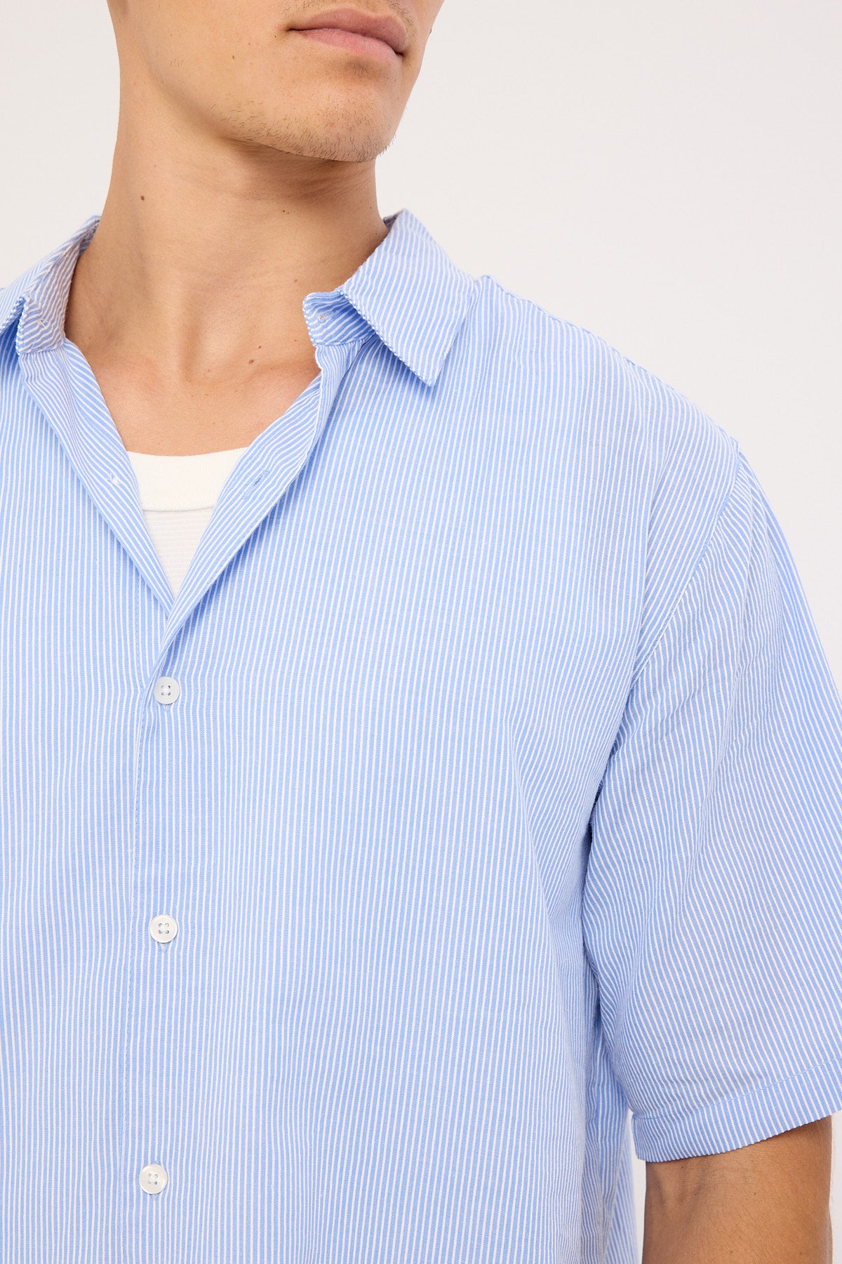 Common Need Pathfinder Boxy Shirt Blue Stripe