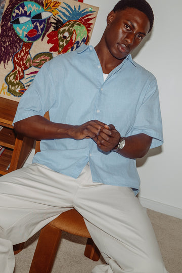 Common Need Pathfinder Boxy Shirt Blue Stripe