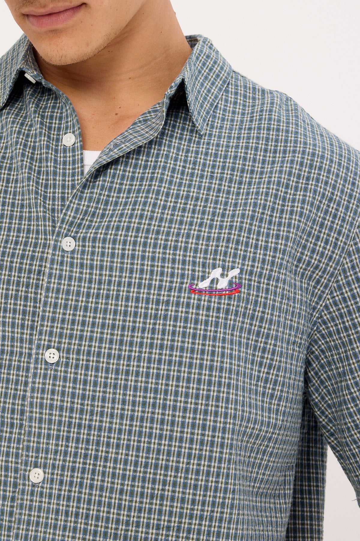 Neovision Trace Check Short Sleeve Shirt Green/Blue