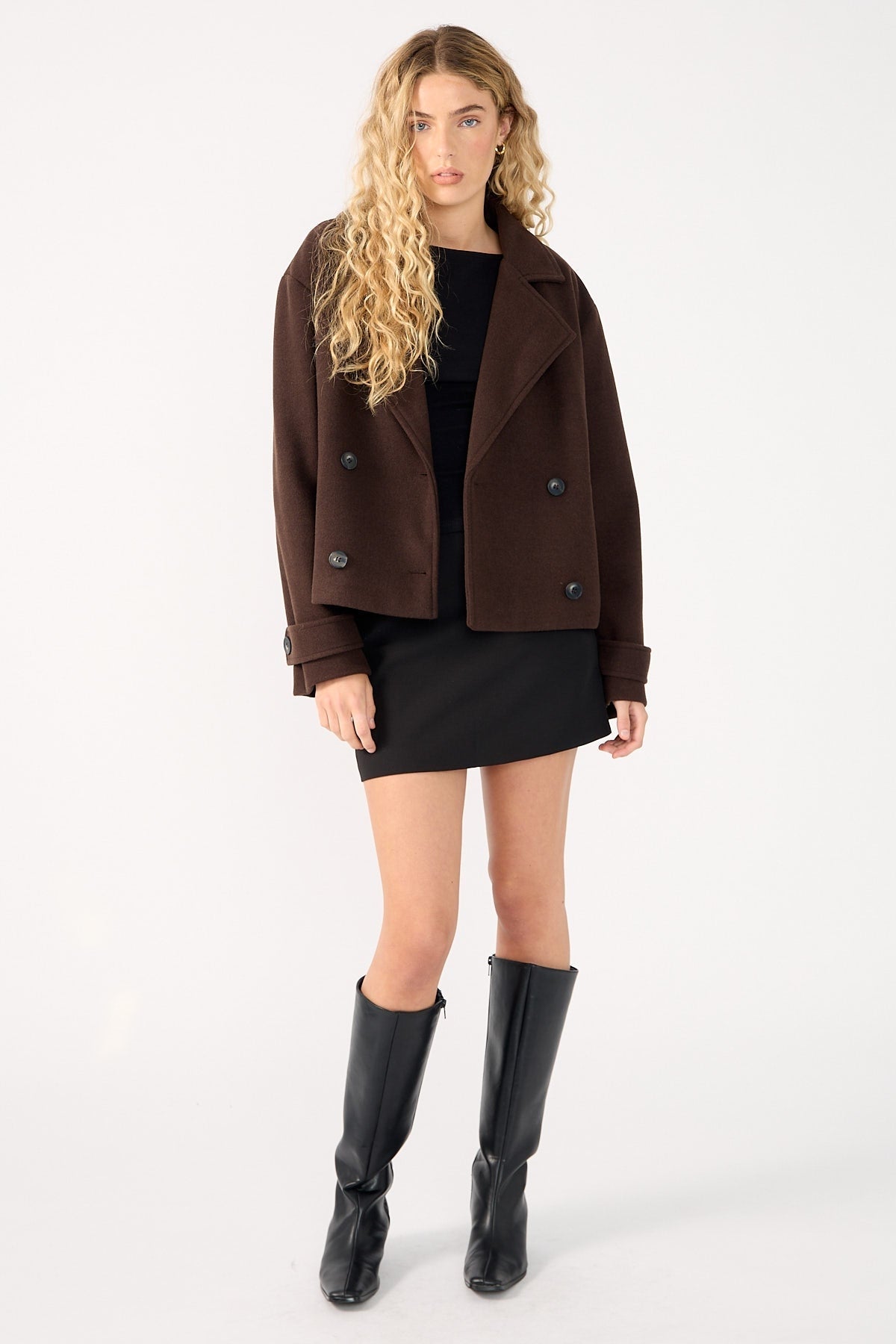 Perfect Stranger Lenny Double Breasted Jacket Brown