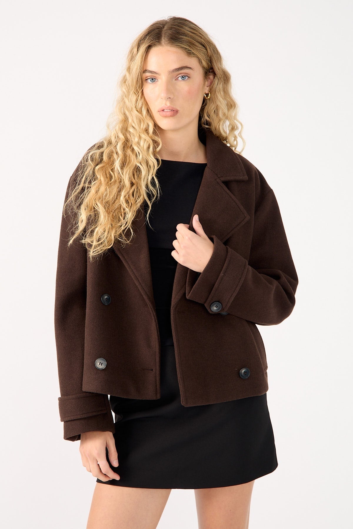 Perfect Stranger Lenny Double Breasted Jacket Brown
