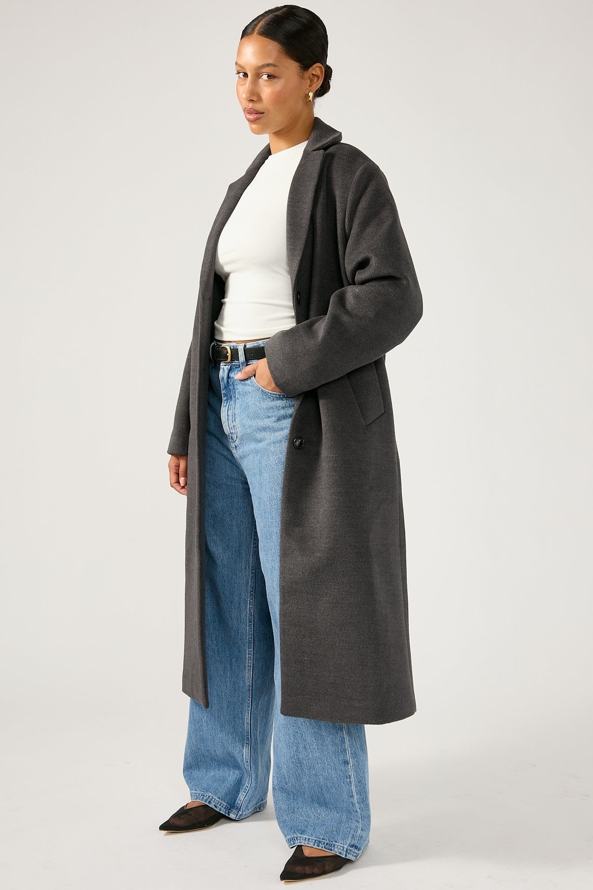 Perfect Stranger Blake Long Line Coat Grey