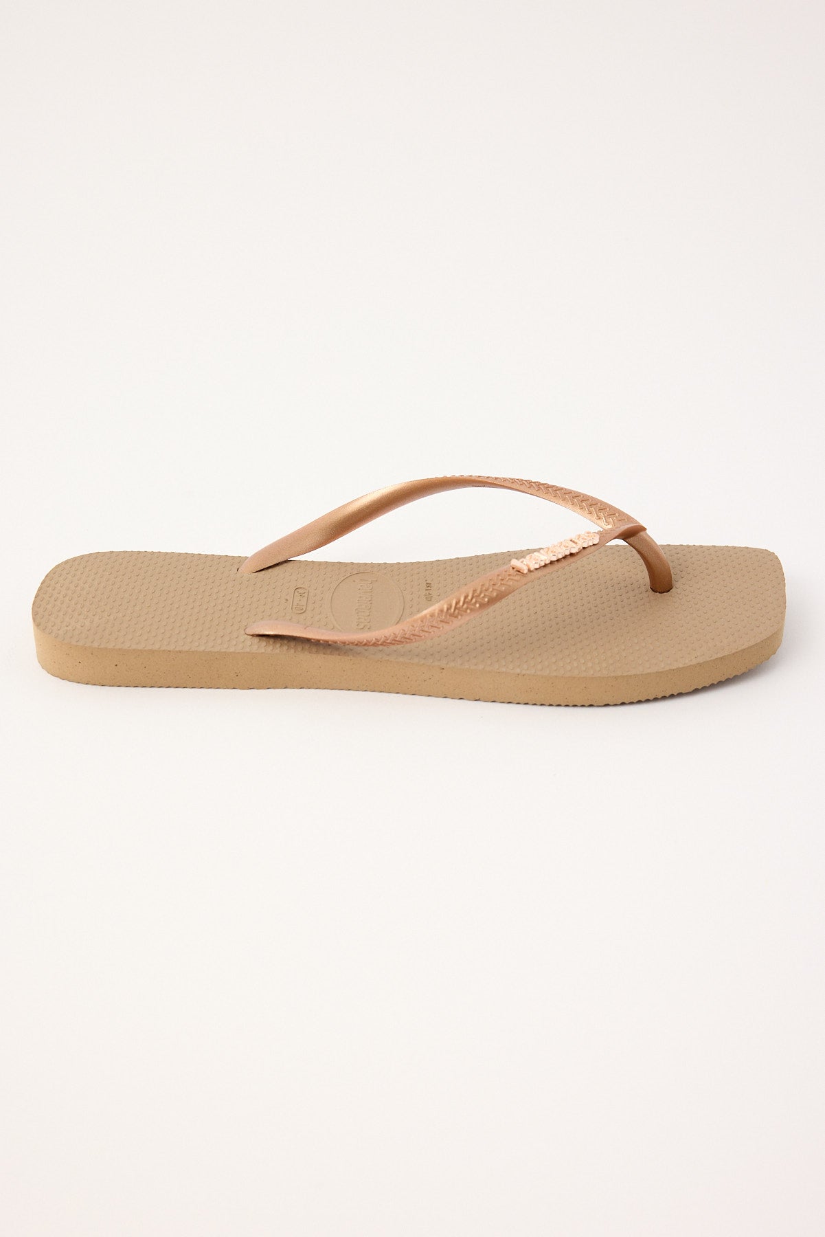 Havaianas Slim Square Logo Metallic Thong Rose Gold