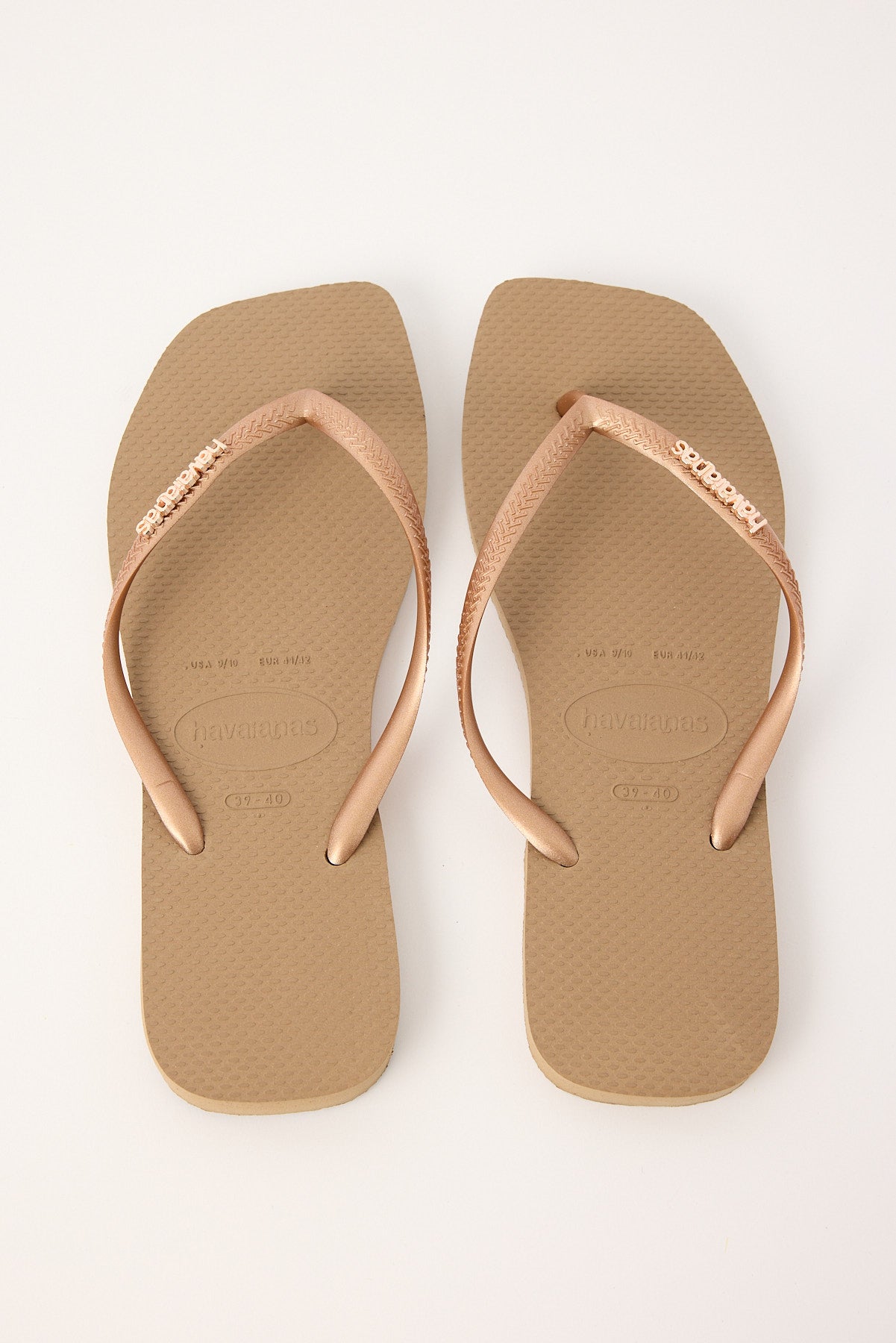 Havaianas Slim Square Logo Metallic Thong Rose Gold