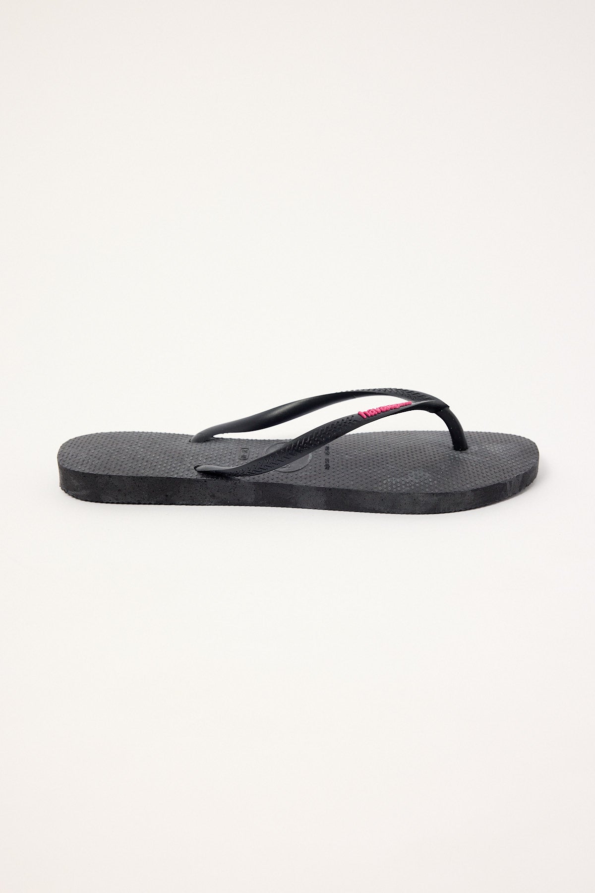 Havaianas Slim Rubber Logo Thong Black Neon Pink