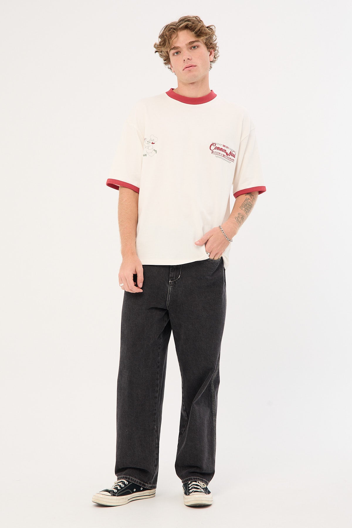 Commom Ringer Common Need Marinara Heavyweight Ringer Easy Tee Off White – Universal ...