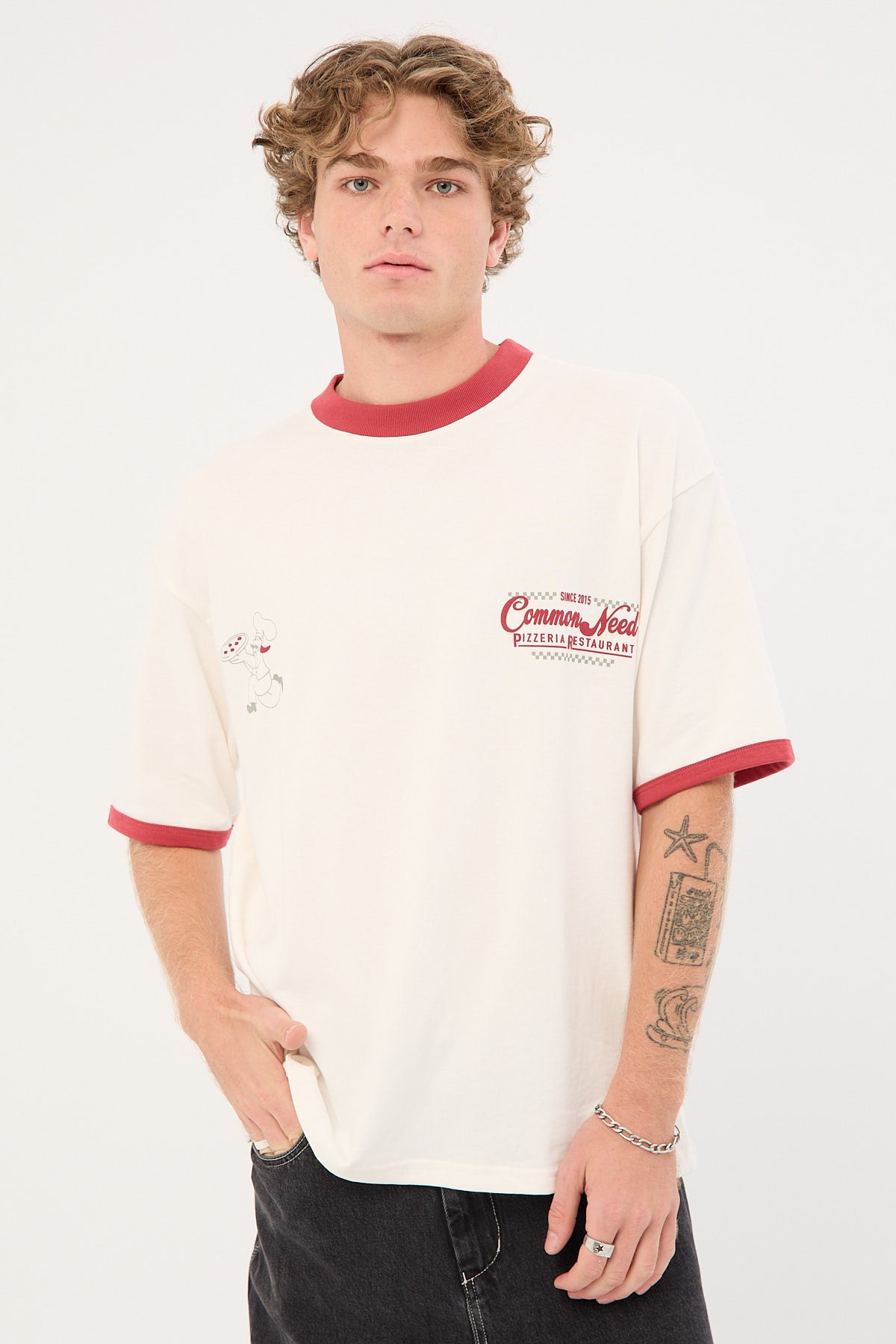 Commom Ringer Common Need Marinara Heavyweight Ringer Easy Tee Off White – Universal ...