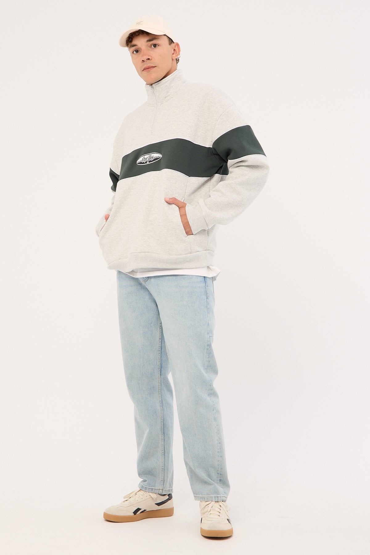 Thrills Lifted Spirits Quarter Zip Fleece Snow Marle