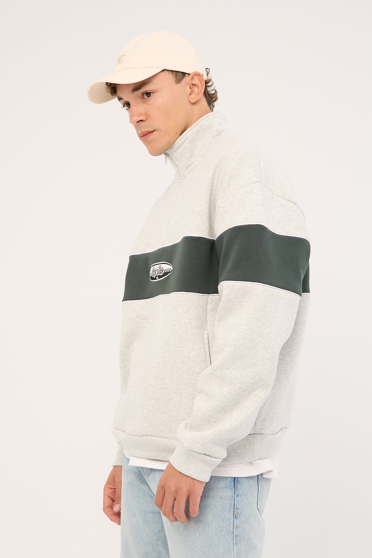 Thrills Lifted Spirits Quarter Zip Fleece Snow Marle