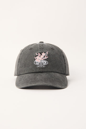 Common Need Cherry Blossom Dad Cap Washed Black