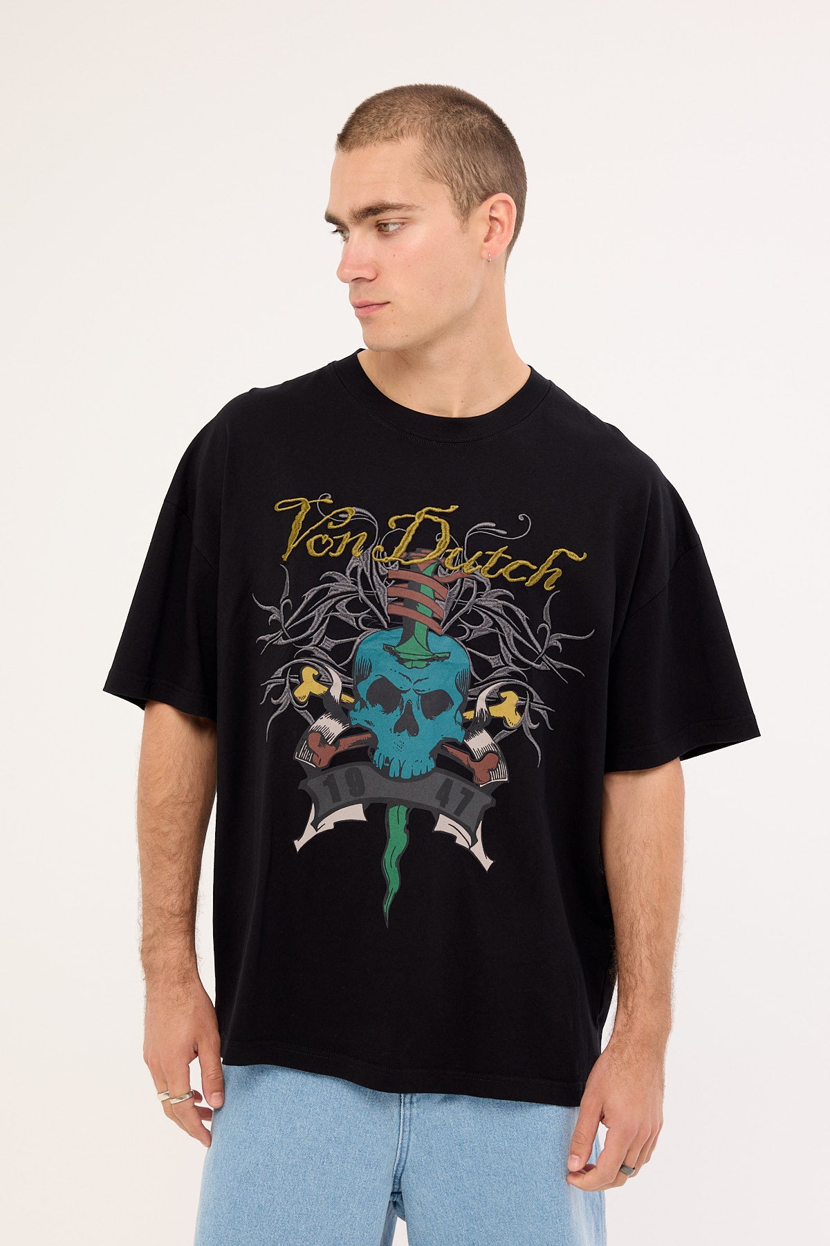 Von Dutch Mens Skull Tee Black