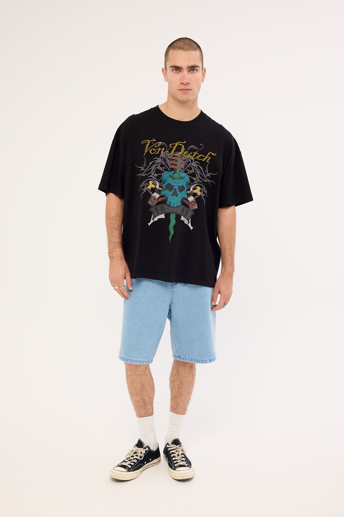 Von Dutch Mens Skull Tee Black