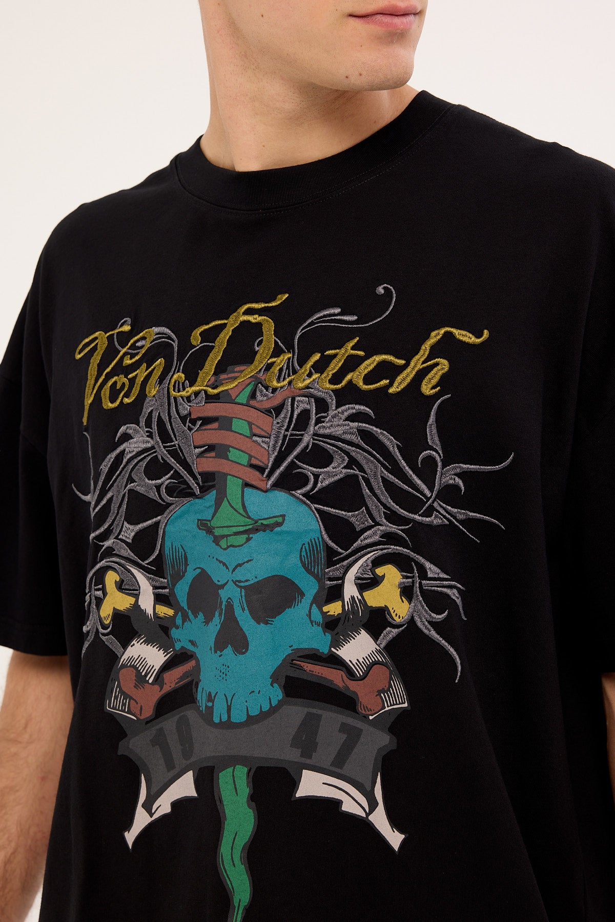 Von Dutch Mens Skull Tee Black