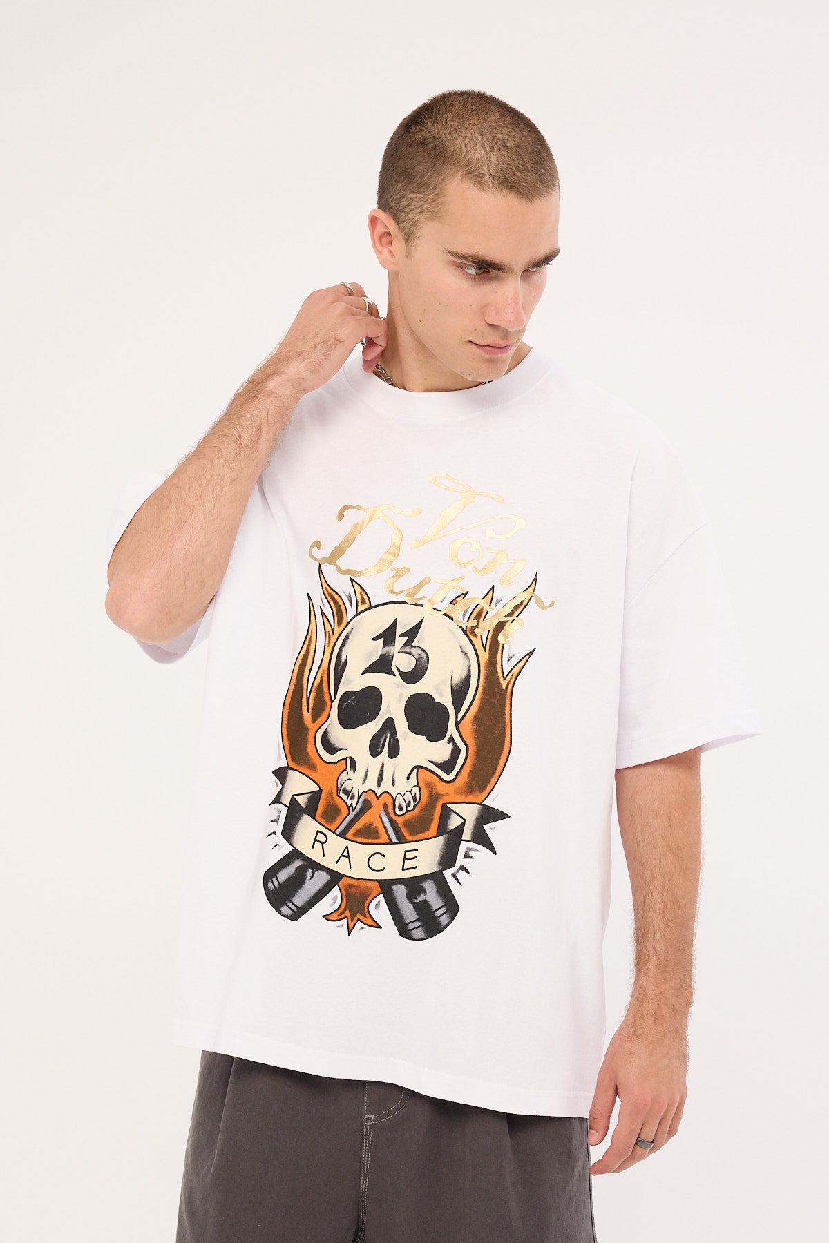 Von Dutch Mens Fire Tee White