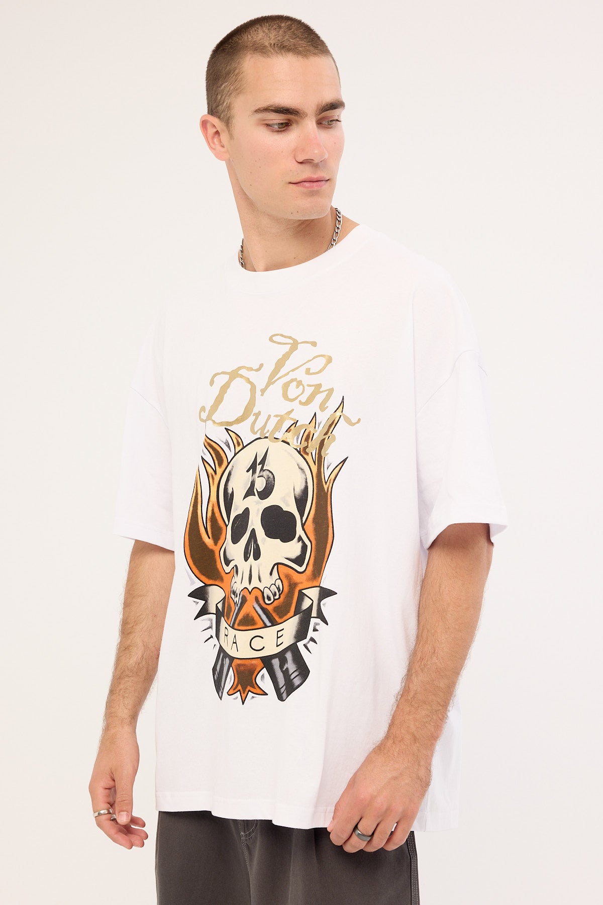 Von Dutch Mens Fire Tee White