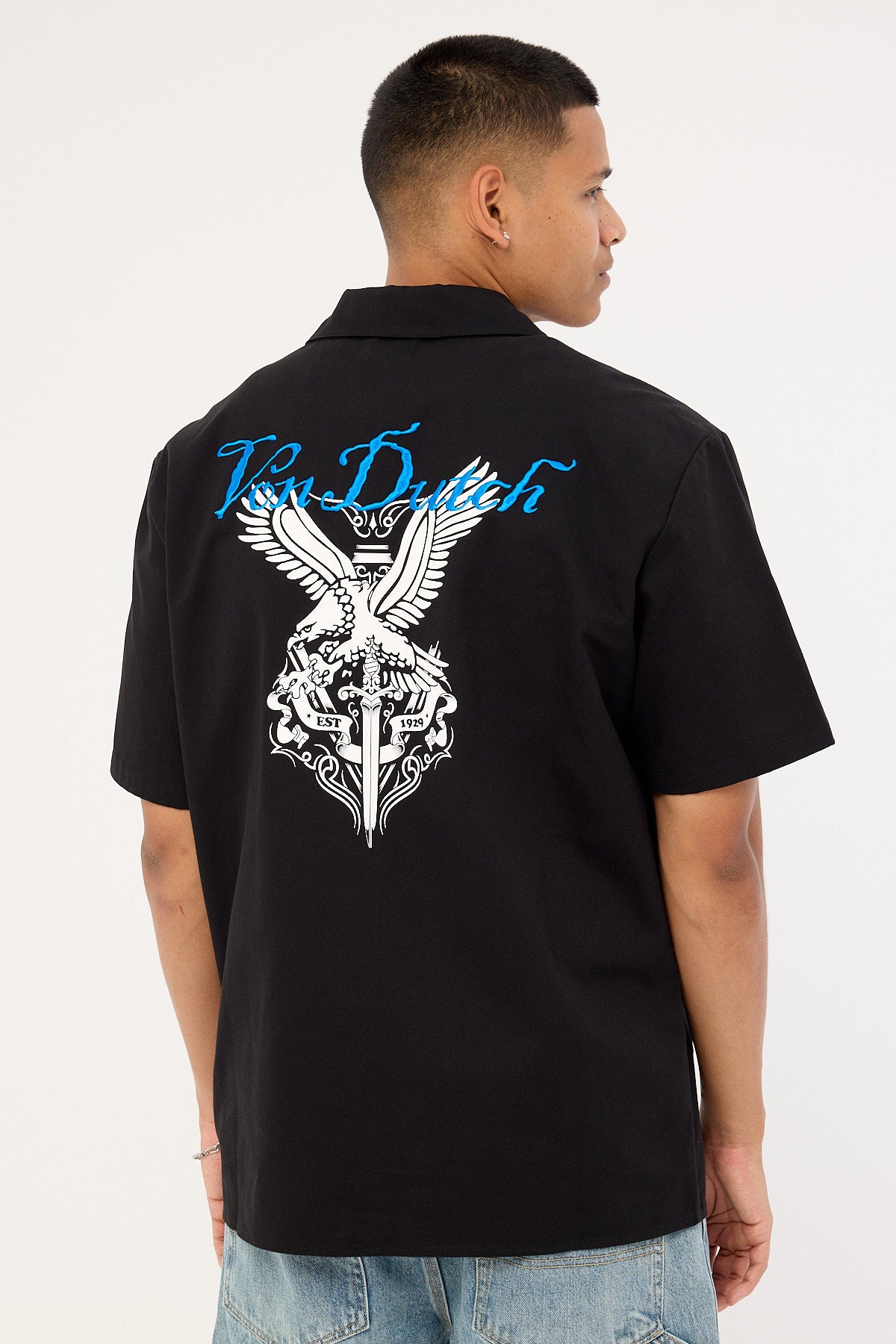 Von Dutch Mens Button Up Shirt Black