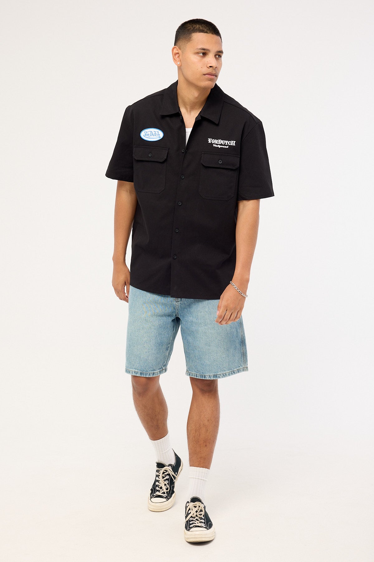 Von Dutch Mens Button Up Shirt Black