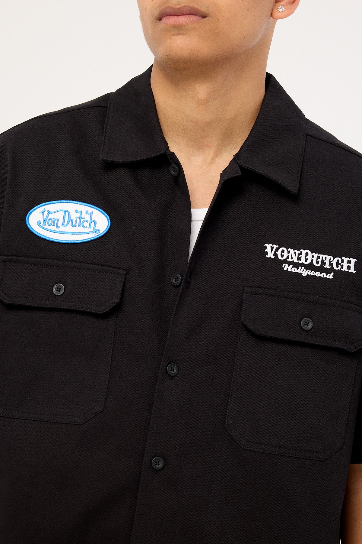 Von Dutch Mens Button Up Shirt Black