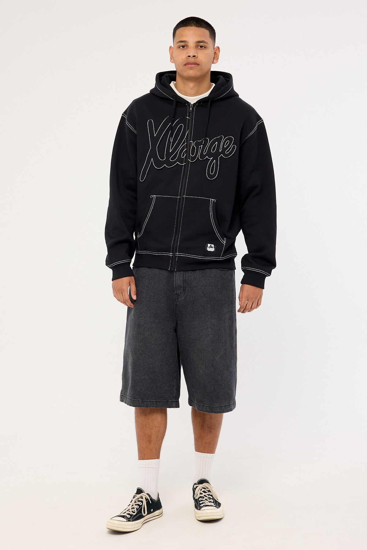 Xlarge Script Zip Thru Hood Black