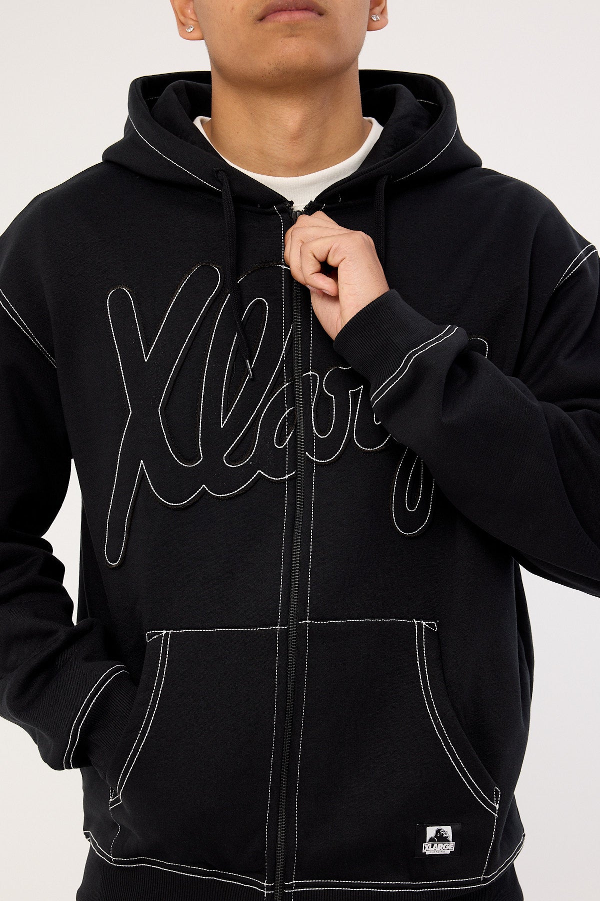 Xlarge Script Zip Thru Hood Black