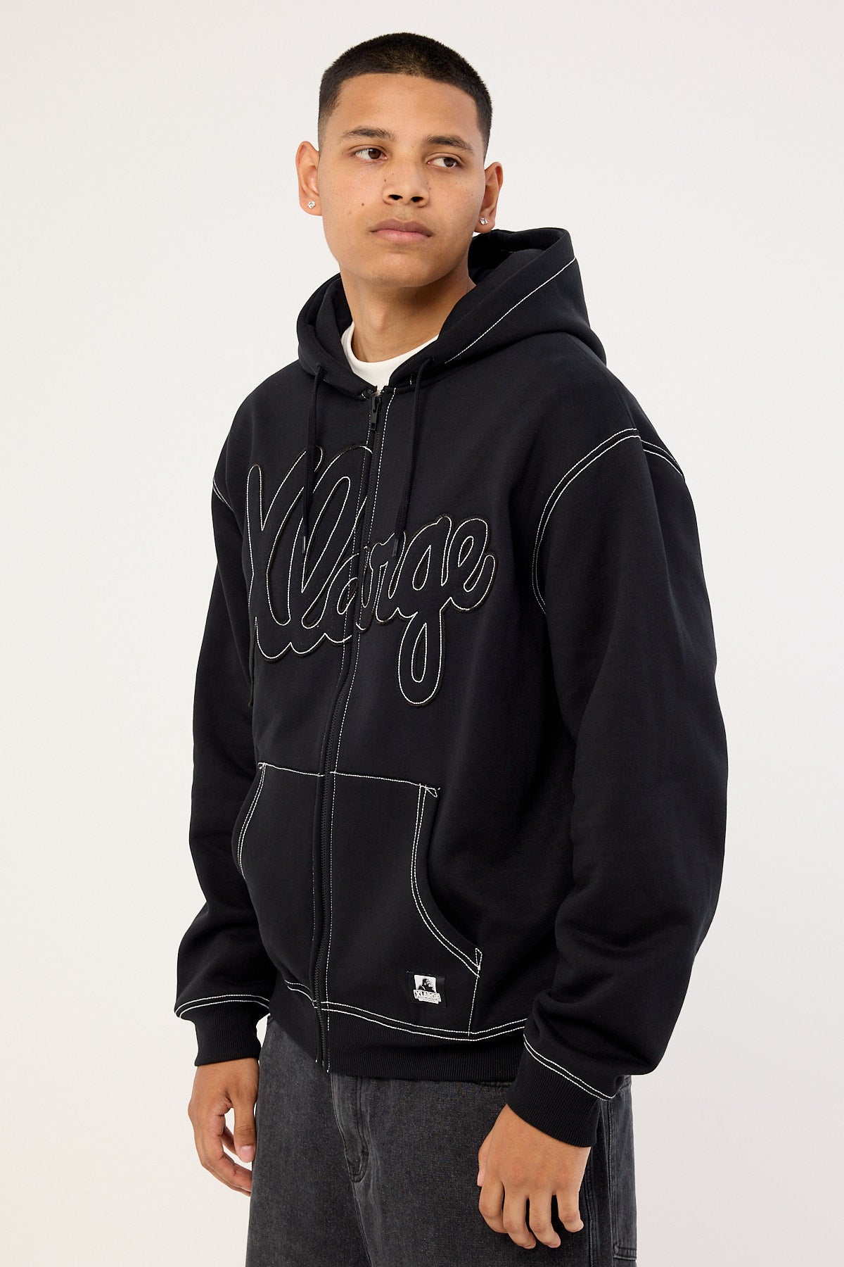 Xlarge Script Zip Thru Hood Black