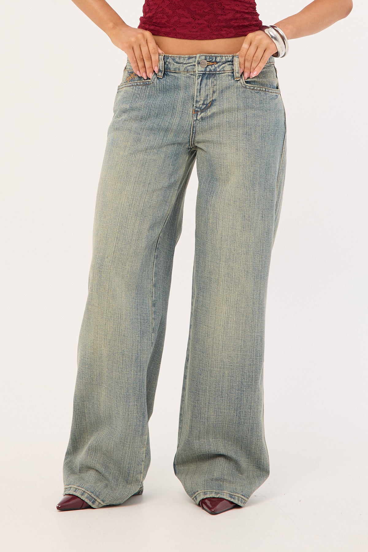 Worship Baggy Low Rider Jean Dirty Streaky Fade