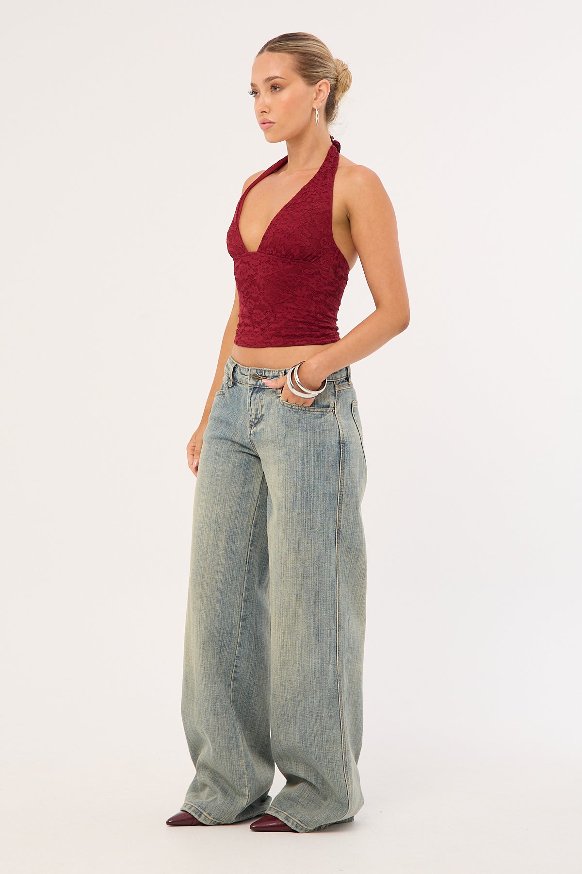 Worship Baggy Low Rider Jean Dirty Streaky Fade