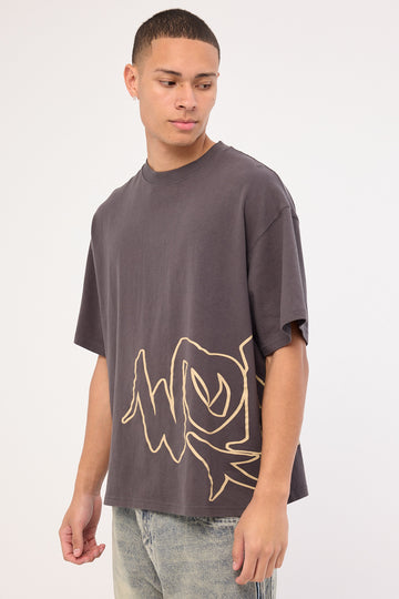 Worship Sprays Oversized Tee Worn Black