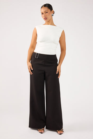Perfect Stranger Beck Buckle Mid Rise Pant Black