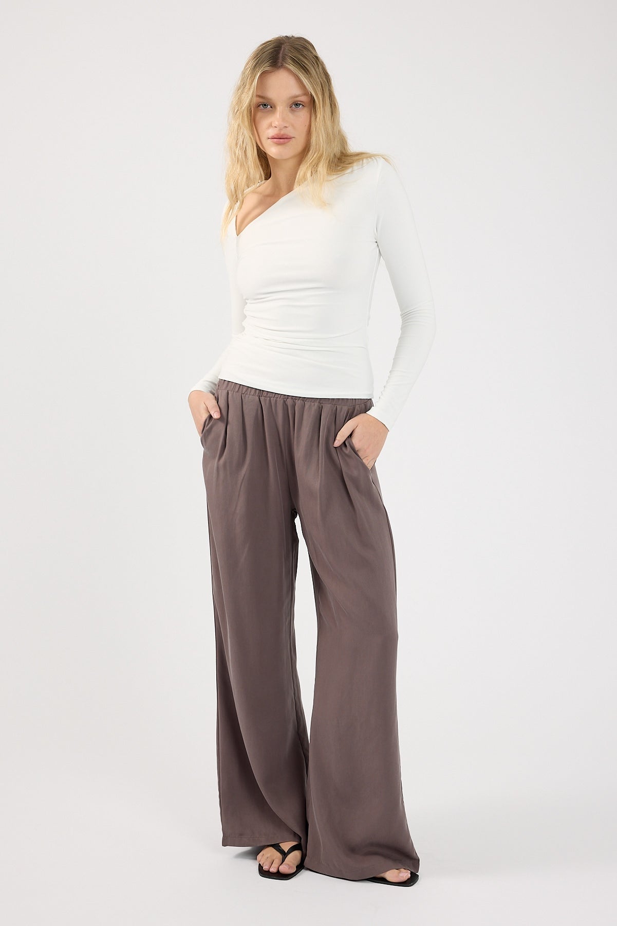 Perfect Stranger Twilight Elastic Wide Leg Pants Charcoal