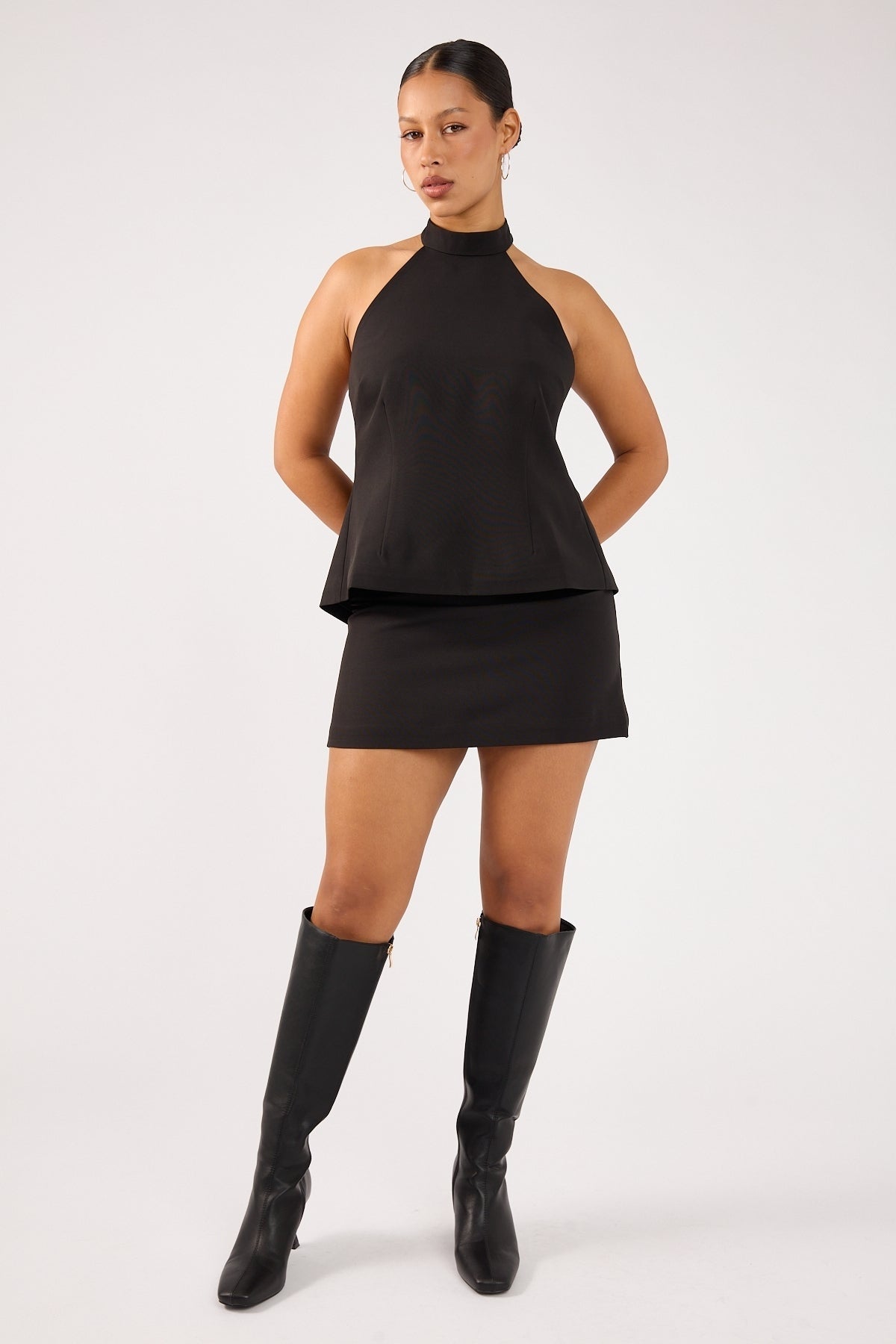 Perfect Stranger Beck Buckle Mini Skirt Black
