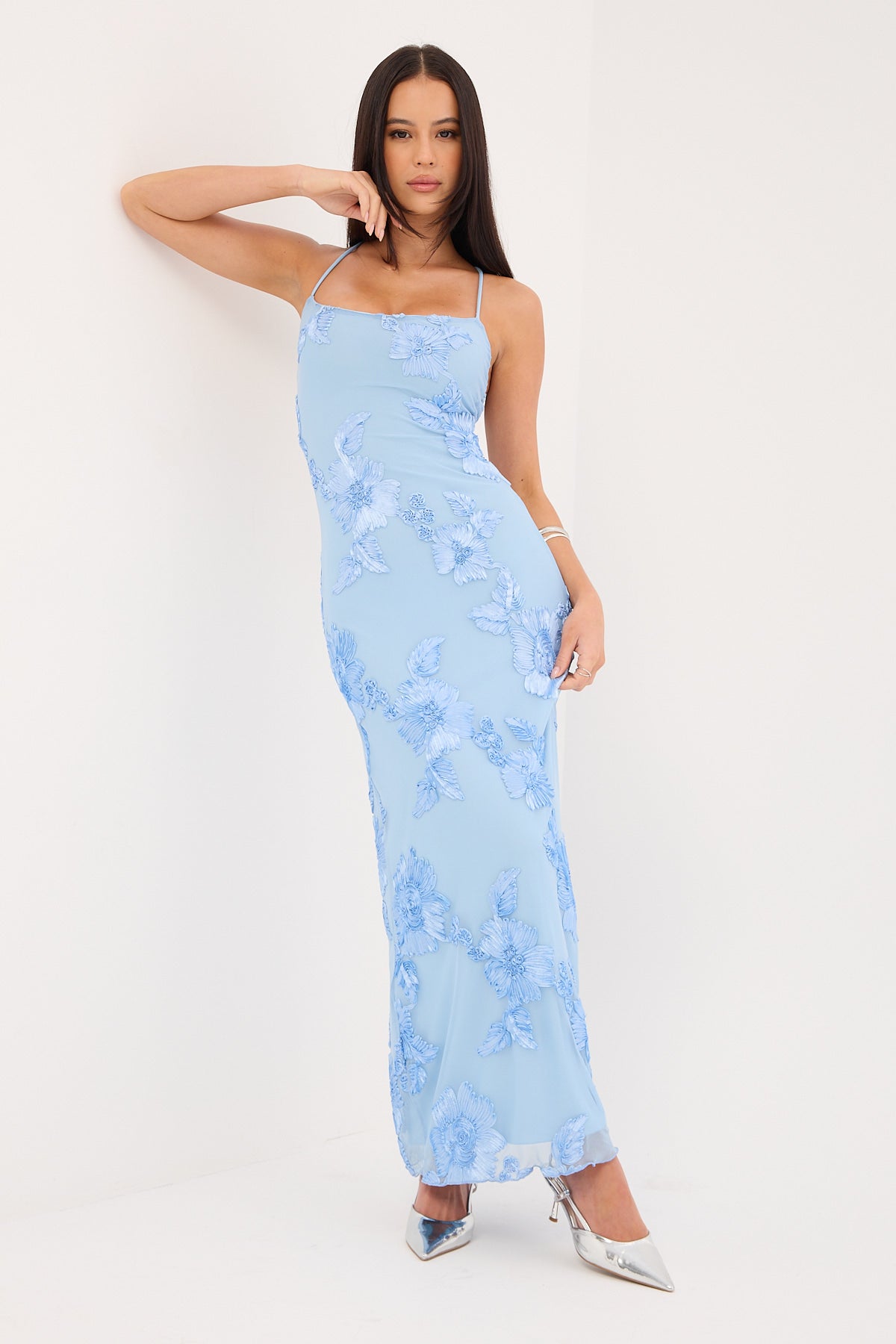 Luck & Trouble Nia Applique Maxi Dress Blue