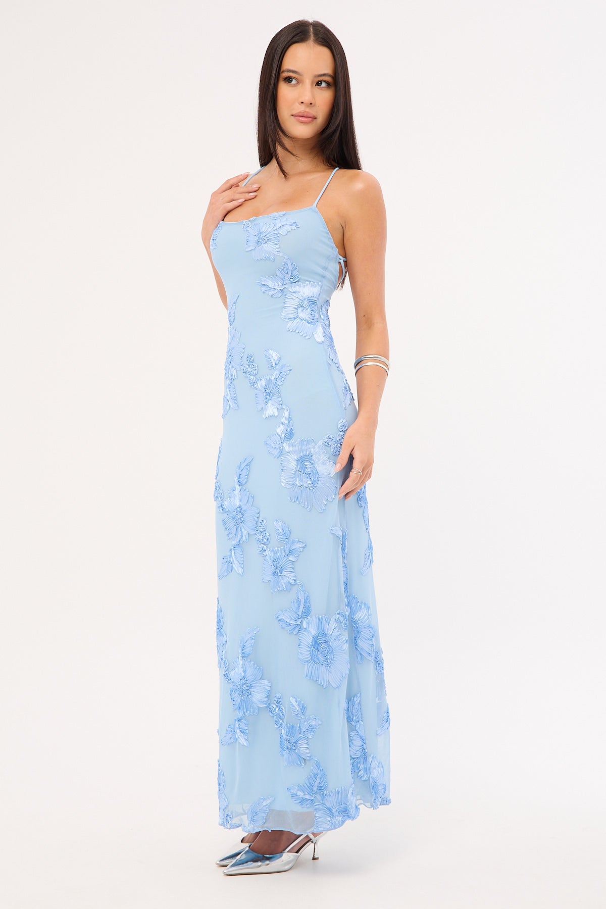 Luck & Trouble Nia Applique Maxi Dress Blue